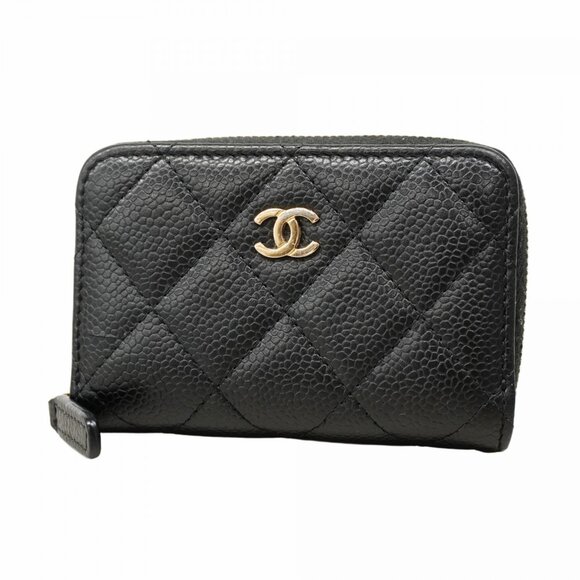 Chanel Wallet/Coin Case Matelasse Caviar Leather Black Women's